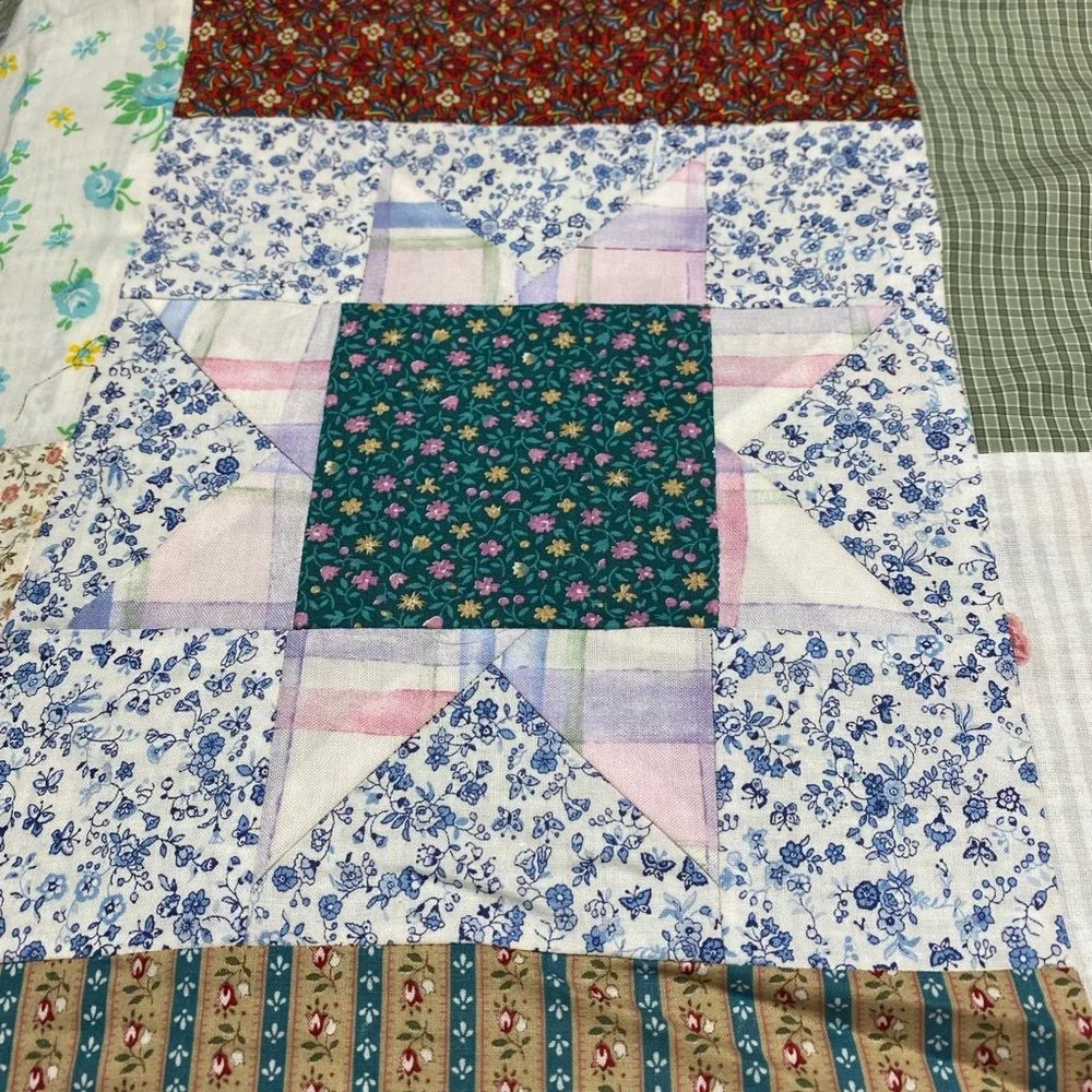 Handmade Patchwork Star Quilt - Multicolor